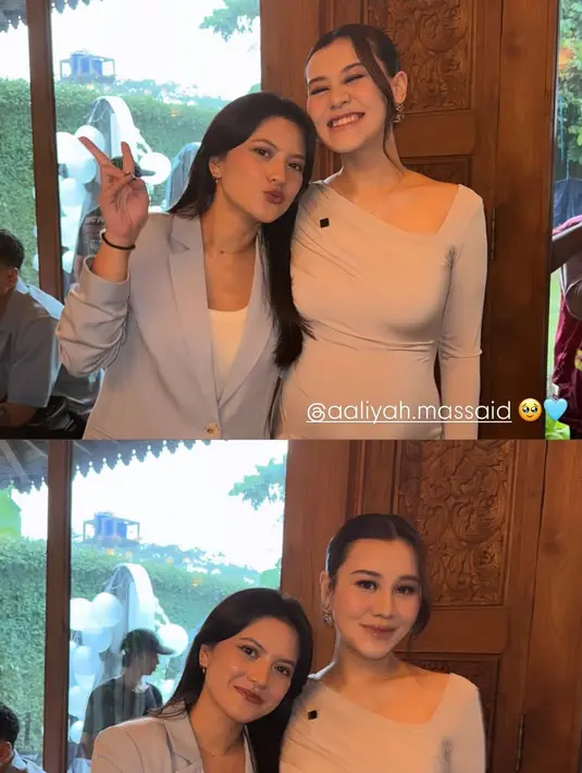 Marsha Aruan hadir mengenakan blazer oversize baby blue. Dipadukan inner tanktop putihnya. [@aruanmarsha]