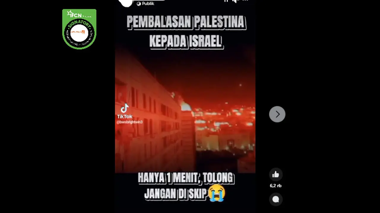 Tangkapan layar klaim video pembalasan Palestina kepada Israel