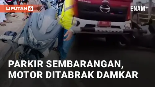 VIDEO: Akibat Parkir Sembarangan, Motor Milik Warga ditabrak Damkar di Samarinda