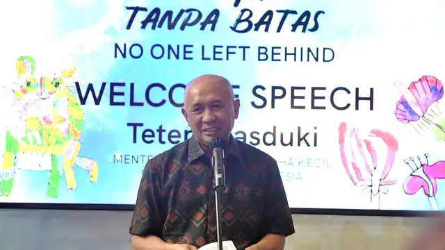 Menteri Koperasi dan UKM (MenKopUKM) Teten Masduki dalam acara bertajuk Karya Tanpa Batas 2023 (KTB 2023) untuk memperingati Hari Disabilitas Internasional.