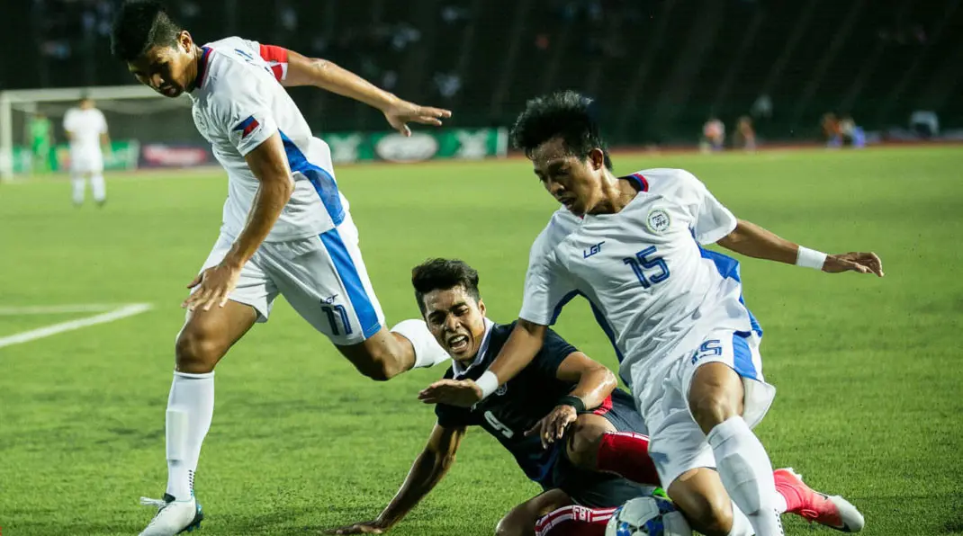 Timnas Filipina U-22 saat bermain di Kualifikasi Piala AFC U-23 2018 di Kamboja. (Bola.com/Dok. PFF).