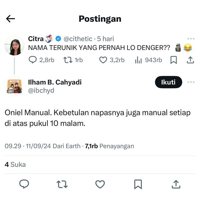 6 Nama Unik Orang Ini Bikin Terheran-heran, Asal Usulnya Tak Terduga