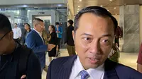 Mensesneg Prasetyo Hadi angkat bicara terkait demo mahasiswa pada Senin (17/2/225) di berbagai daerah yang memviralkan tagar Indonesia Gelap. (Liputan6.com/ Delvira Hutabarat)