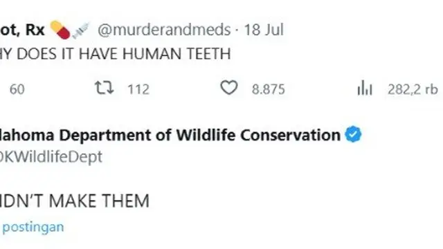 Screenshoot twitter Oklahoma Department of Wildlife Conservation