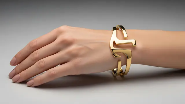 Model Gelang Emas Cuff Sculptural Desain Abstrak 2025/ Ilustrasi AI