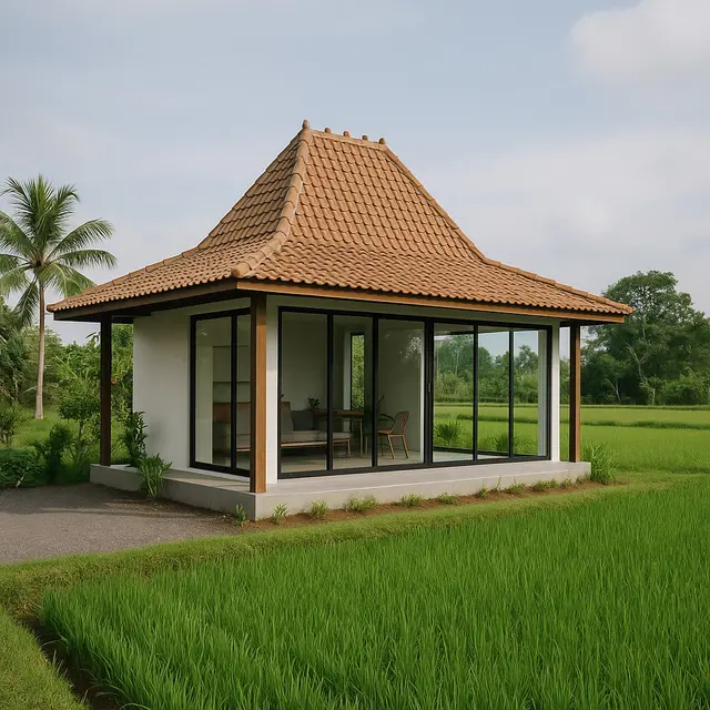 Model Rumah Joglo Minimalis Tepi Sawah