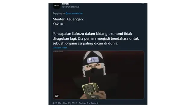 7 Karakter Anime Jika Jadi Menteri di Indonesia Menurut Netizen