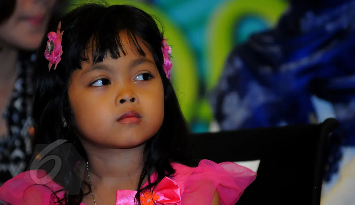 Artis cilik Misca Fortuna ketika menghadiri jumpa pers di SCTV Tower, Senayan, Jakarta, Rabu (3/6/2015). Menyambut datangnya Bulan Suci Ramadan 1436 H, SCTV telah mempersiapkan tayangan-tayangan spesial. (Liputan6.com/Faisal R Syam)
