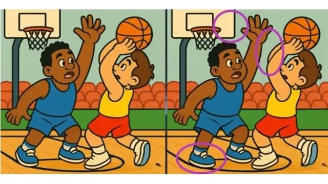 Temukan 3 Perbedaan Anak Laki-laki Bermain Basket, Tantangan dalam 25 Detik