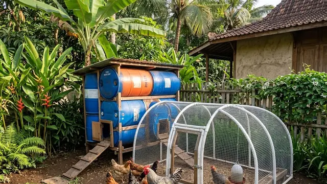Kandang Drum dengan Area Umbaran Terintegrasi