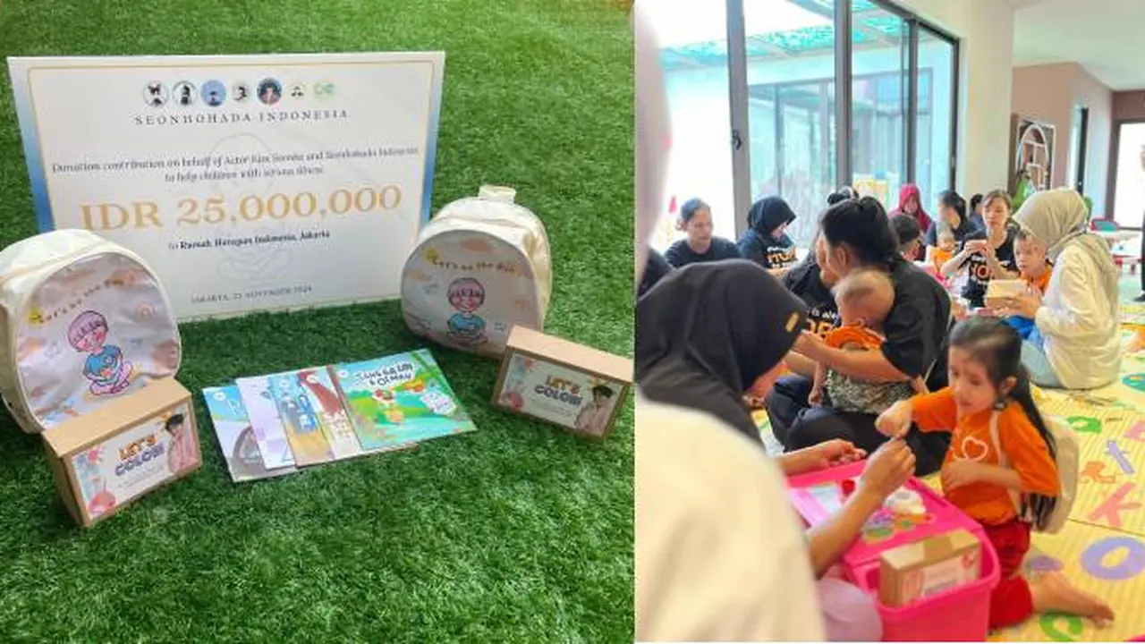 Fans Kim Seon Ho di Indonesia menggalang dana Rp25 juta lewat buku hasil video fans project, yang disumbangkan untuk anak-anak di Rumah Harapan Indonesia, memberi harapan dan inspirasi untuk kesembuhan. (Foto: Istimewa)