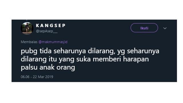 Komentar PUBG (Sumber: @sepAsep___