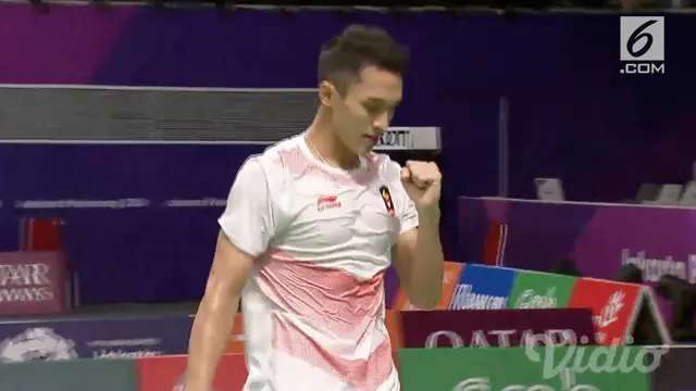 Jonathan Christie berhasil mengalahkan tunggal China, Yuqi Shi pada nomor perseorangan tunggal putra badminton Asian Games 2018.