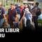 Gelombang arus balik libur tahun baru semakin memuncak di Stasiun Pasar Senen, Jakarta. Hingga Sabtu pagi, sebanyak 51.165 penumpang tiba di Jakarta dari sejumlah kota di Jawa.