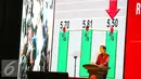 Presiden Jokowi berpidato dengan latar belakang bergambar tabel kinerja pemerintah saat HUT PIDP di JCC, Jakarta Pusat, Selasa (10/1). Jokowi membanggakan kinerja ekonomi Indonesia yang mampu mencapai angka 5,18 persen. (Liputan6.com/Faizal Fanani)