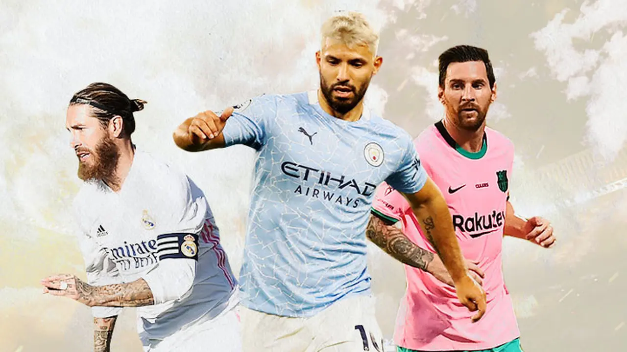 Ilustrasi - Sergio Ramos, Sergio Aguero, Lionel Messi
