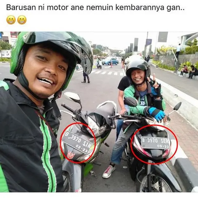 Pelat nomor ojol yang bikin ngakak