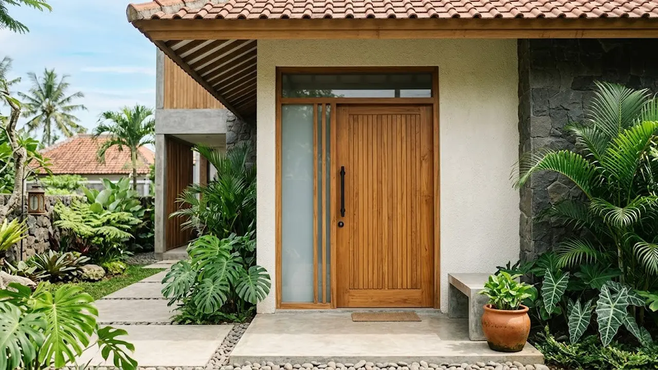 Model Pintu Rumah Japandi dengan Material Lokal