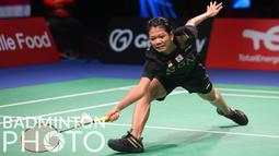Bermain di Ceres Arena, Denmark, Senin (11/10/2021) siang WIB, Nadini harus menghadapi perlawanan sengit dari Yaelle Hoyaux. Sempat unggul 4-1, Nadini harus tunduk 6-11 di interval pertama.  (Badminton Photo/Yves Lacroix)