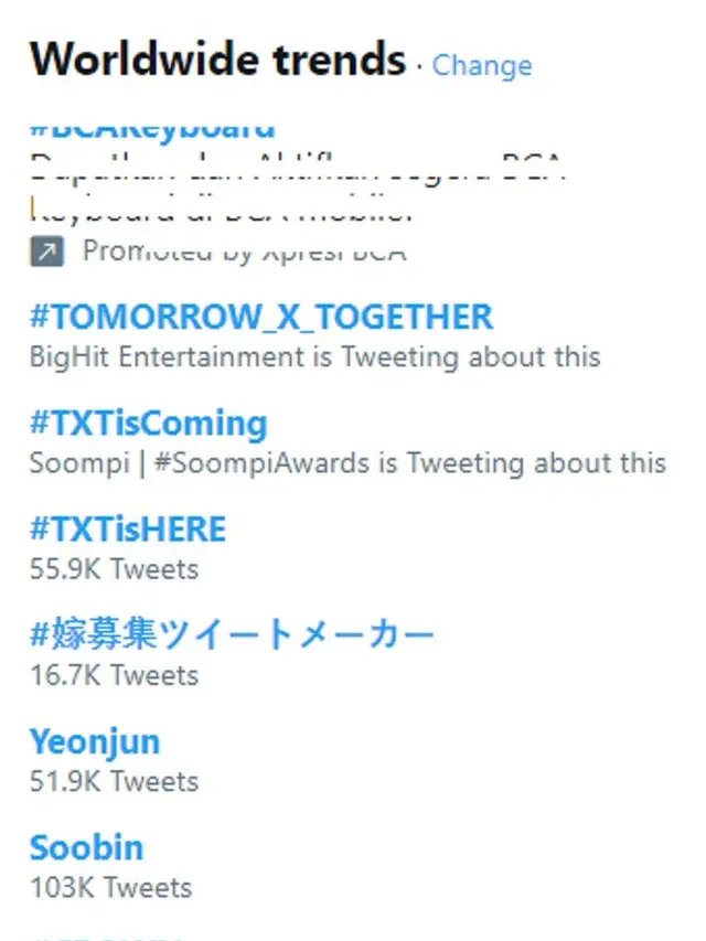 TXT di Trending Topic dunia (Twitter)