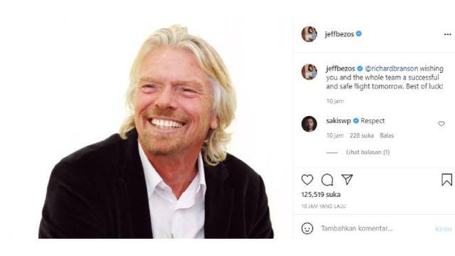 Jeff Bezos Beri Ucapan Selamat ke Richard Branson