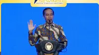 Presiden Joko Widodo (Jokowi) dalam acara Infrastructure Forum and Edutainment Expo di The Kasablanka Hall, Jakarta Selatan, Rabu (13/9/2023). (Tira/Liputan6.com)