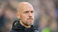 Manajer Manchester United Erik ten Hag dalam pertandingan Liga Inggris melawan Brighton &amp; Hove Albion di&nbsp;Stadion American Express Community, Jumat (5/5/2023) dini hari WIB. (Glyn KIRK / AFP)