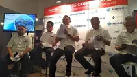 CEO Pelindo III, Ari Askhara, dalam konferensi pers, di Jakarta, Kamis (9/8/2018). (Wilfridus Setu Embu/Merdeka.com)