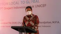 Menteri Kesehatan RI Budi Gunadi Sadikin melepas ekspor alat suntik sekali pakai (auto disable syiringe) di PT Oneject, kawasan Greenland International Industrial Center, Cikarang pada Kamis, 26 Agustus 2021. (Dok Rokom/Setjen Kementerian Kesehatan RI)