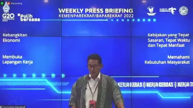 Menparekraf Sandiaga Uno di Weekly Press Briefing, 4 Juli 2022