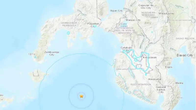 Lokasi gempa Filipina. (Screen Grab USGS)