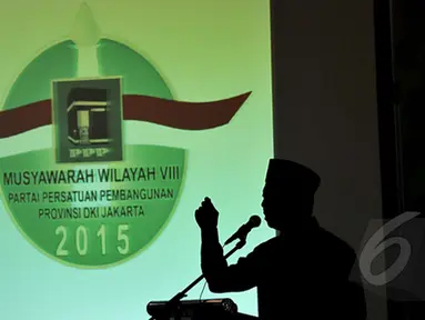 Ketua Umum Partai PPP, Romahurmuziy menghadiri Pembukaan Musyawarah Kerja Wilayah PPP DKI Jakarta, Senin (23/2/2015). Romahurmuziy yakin partai PPP akan menjadi peringkat nomer satu dalam pemilu yang akan datang. (Liputan6.com/JohanTallo)