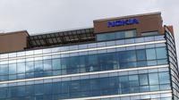 Logo Nokia di Kantor Nokia di Espoo, Finlandia. Kredit: Nokia