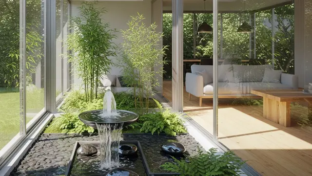 Rumah Kecil Tapi Luas dengan Taman Dalam Rumah dan Air Mancur Mini