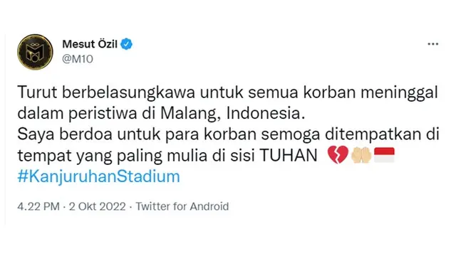 10 Ucapan Duka dari Klub Bola Ternama, Tragedi Kanjuruhan Jadi Perhatian Dunia