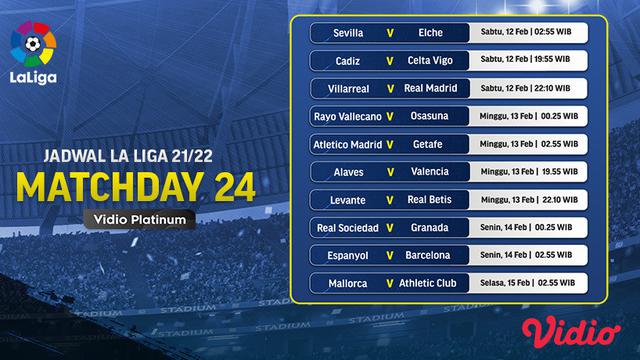 Link Live Streaming Liga Spanyol 2021/2022 Matchday 24 di Vidio, 12-15 Februari 2022
