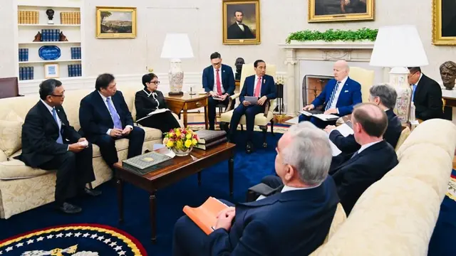 Presiden Joko Widodo atau Jokowi melakukan pertemuan dengan Presiden Amerika Serikat Joe Biden di Gedung Putih, Washington DC, Amerika Serikat,