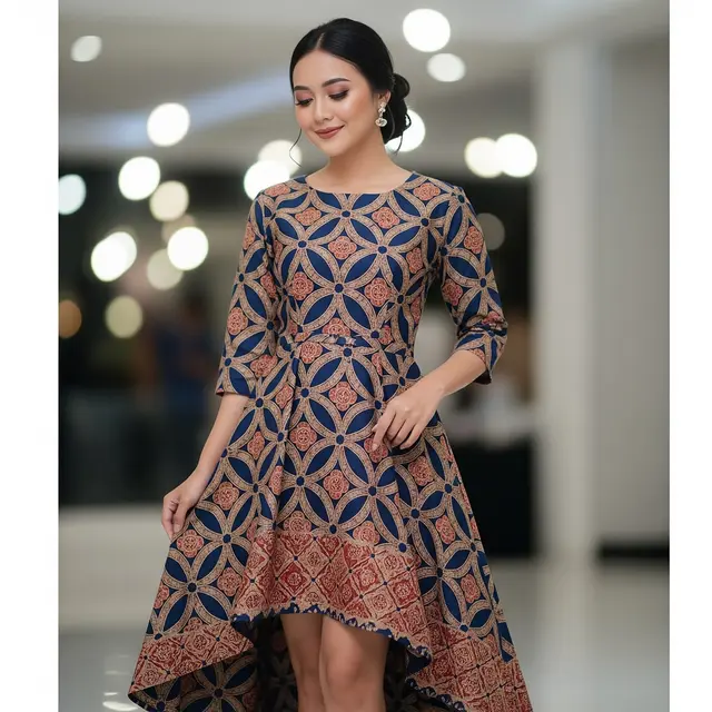 9 Model Dress Batik Kawung Modern Cocok untuk Pesta, Modis di Setiap Acara