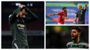 kumpulan beberapa foto ekspresi kesal dan kekecewaan pemain Manchester United, Bruno Fernandes. (Foto: AFP)