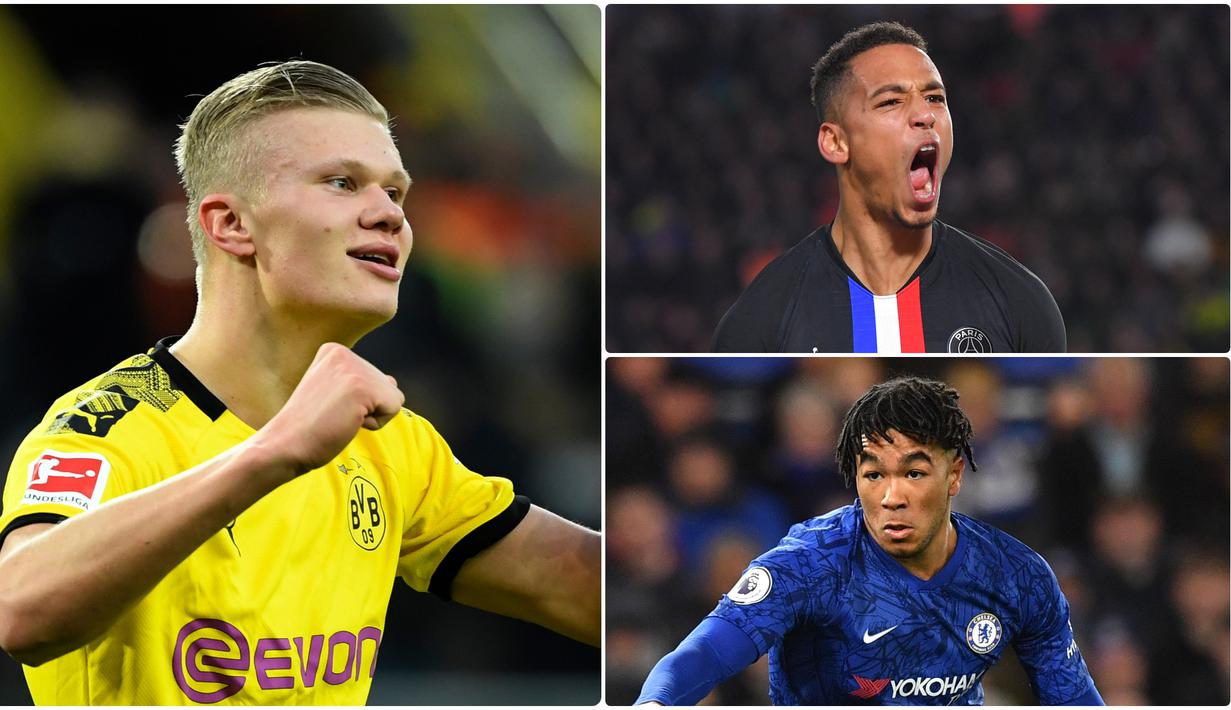 Pemain Borussia Dortmund, Erling Haaland, menjadi sorotan berkat dua golnya ke gawang PSG pada babak 16 besar Liga Champions. Di ajang Liga Champions ini ada beberapa pemain muda yang layak mendapat perhatian. Berikut ini 5 pemain muda yang layak untuk diperhatikan. (kolase foto AFP)