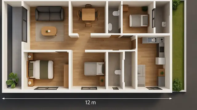 7 Desain Rumah 6x12 1 Lantai 3 Kamar Tidur, Nyaman untuk Keluarga Kecil