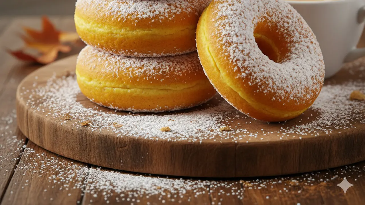 Ilustrasi Donat Labu Kuning dengan Gula Tabur