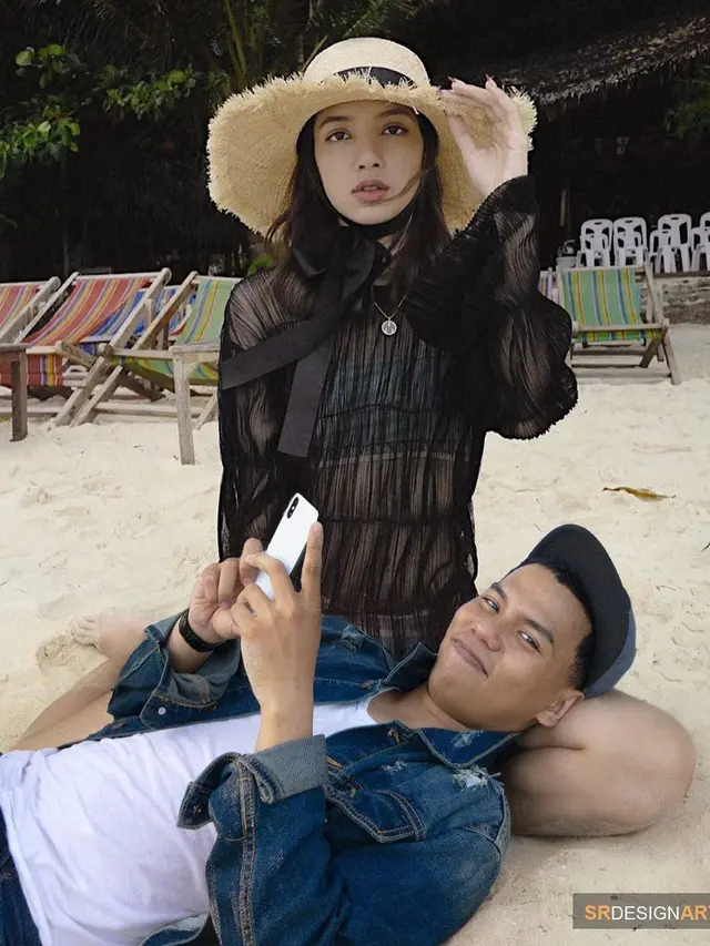 6 Editan Foto Pria Liburan Bersama Artis Cewek di Pantai Ini Bikin Ngakak