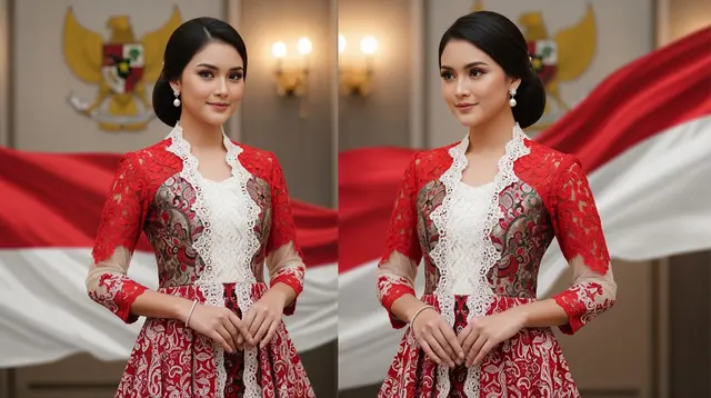 7 Dress Batik Kombinasi Brokat Tema Hari Kemerdekaan 17 Agustus 1945 HUT RI Ke-81, Modis dan Anggun