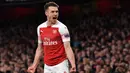 6. Aaron Ramsey (Arsenal) - Pemain asal Wales tersebut dipastikan hengkang di akhir musim dan akan bergabung ke Juventus. Hampir 11 musim berseragam The Gunners, Ramsey tampil dalam 369 laga dengan koleksi 64 gol dan 65 assist. (AFP/Ben Stansall)