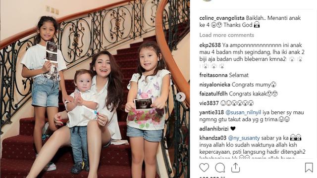 Celine Evangelista mengumumkan kehamilan anak keempat (https://www.instagram.com/p/Bu3tegklpZI/)