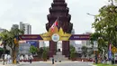 Semarak penyelenggaraan SEA Games 2023 sudah mulai terasa di seantero Kota Phnom Penh. (Nhac NGUYEN/AFP)