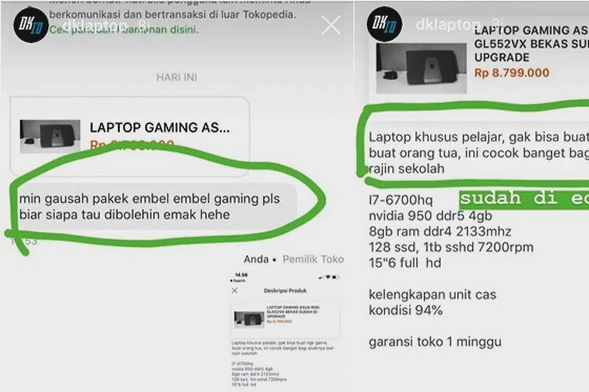 Chat Kocak Netizen Saat Mau Beli Laptop Gaming Ini Bikin Ketawa