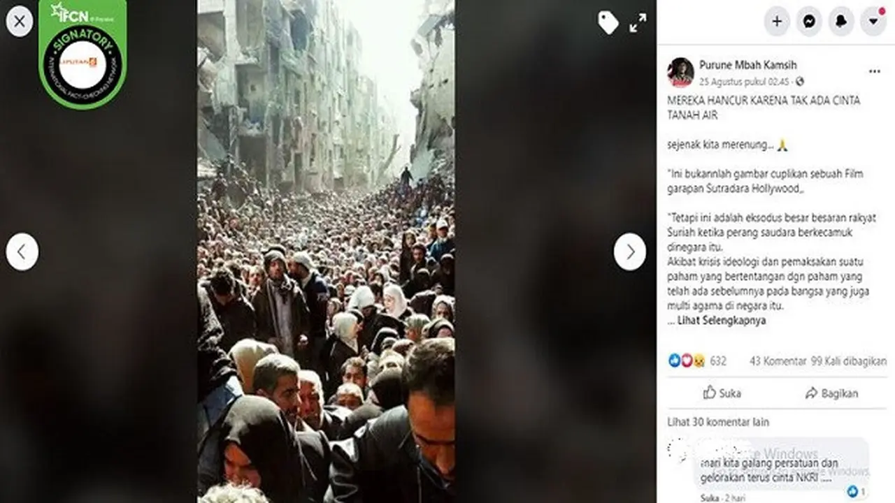 Gambar Tangkapan Layar Foto Antrean Warga Suriah