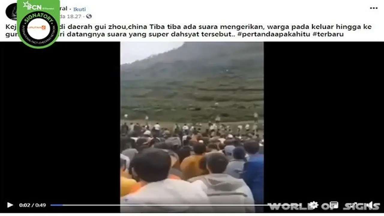 Gambar Tangkapan Layar Video Warga Guizhou China Panik karena Mendengar Suara Mengerikan